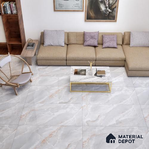 Marble Floor & Wall Tile TL 05569 Grey Carvista 4 ft x 2 ft Glossy Finish Vitrified Tile - 9 mm (Random 3)