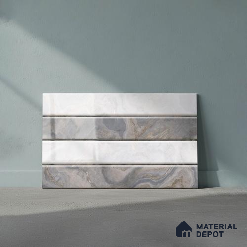 TL 01882 D Grey & White Highlighter 2 18 x 12 inch Glossy Finish Ceramic Wall Tile - 6 mm