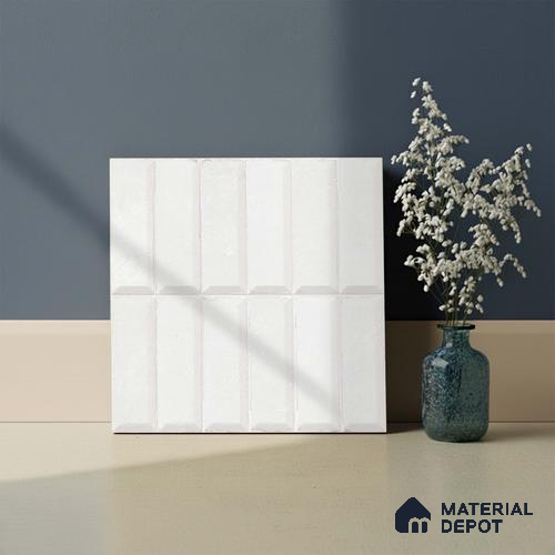 Faux Subway Wall Tile TL 06362 C Graceful White 1 ft x 1 ft Ceramic Matte Finish Tile - 9 mm | Suitable For Kitchen, Bathroom Walls and Backsplashes | Please Expect a Slight Variation of Pattern