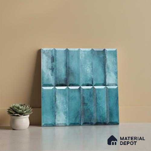 Faux Subway Wall Tile TL 06362 O Bissel Blue Grey 1 ft x 1 ft Ceramic Matte Finish Tile - 9 mm | Suitable For Kitchen, Bathroom Walls and Backsplashes | Please Expect a Slight Variation of Pattern
