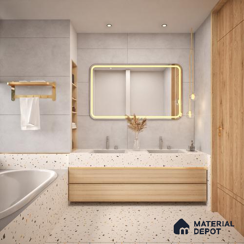 Cement Look Wall & Floor Tile TL 06643 B Castella Pearl 4 ft x 2 ft Vitrified Matte Finish - 9 mm | (Random 7) | Suitable for Living Room, Bedroom, Bathroom, Kitchen, Office, Elevation & Dining