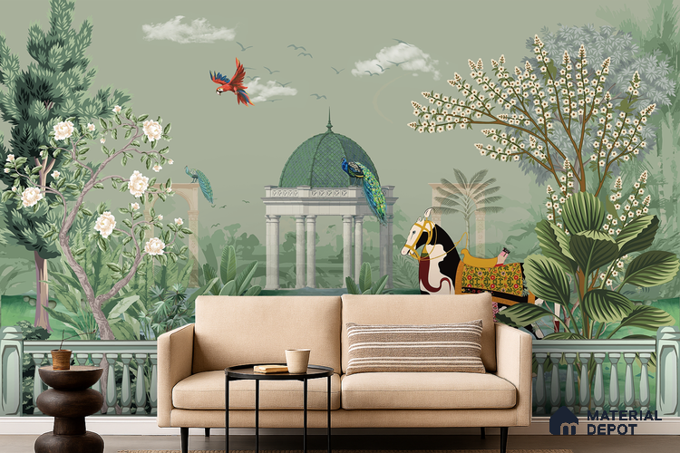 Garden of Quiet Grandeur Indigo Rose Block Texture | WP 04192 Non Woven Matte Finish Indian Style Premium Customized size Wallpaper | 150 GSM WP01MTF Paper | (MOQ = 30 Sq. Ft.)