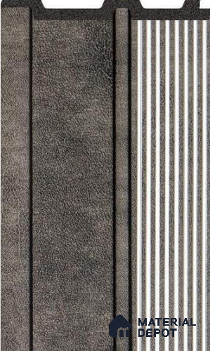 Charcoal Ribbed Leather Louver PN 02711 L 9.5 ft x 4.8 inch Charcoal Panel - 12 mm | Suitable for Feature Wall, TV Unit & Living Room | Width is Subjected to 5% Variation