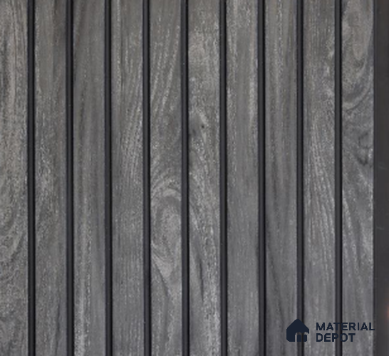 Gray Wood Marble Louver PN 02727 G 8 ft x 12 inch Charcoal Panel - 8 mm | Suitable for Feature Wall, TV Unit & Living Room | Width is Subjected to 5% Variation