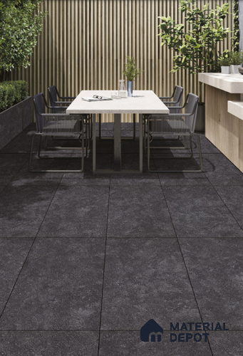 TL 02319 Grey Nero 2 ft x 2 ft Random Face Rustic Matte Finish Vitrified Full Body Floor Tile - 15 mm