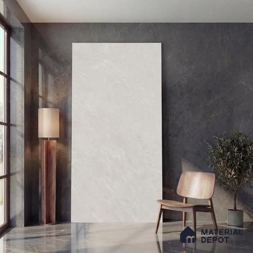 Marble Look Floor & Wall Tile TL 08086 Grigio Chiaro Colourbody 8 ft x 4 ft Vitrified Matte Finish - 9 mm | Adhesive and Spacers Must be Used During Installation