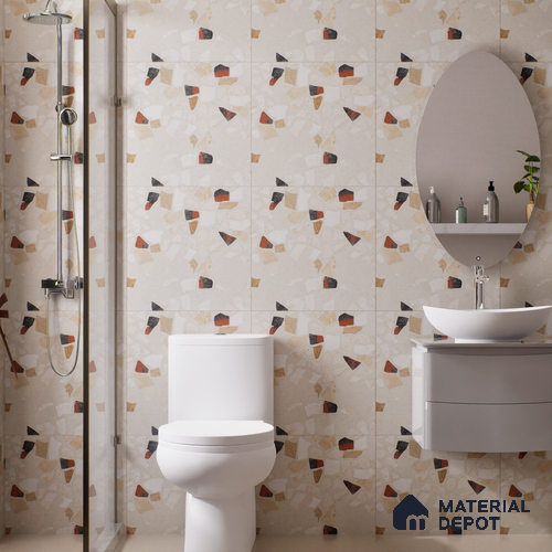 Terrazzo Wall & Floor Tile TL 06604 B Emuna Ivory 2 ft x 2 ft Vitrified Matte Finish - 9 mm | Suitable for Living Room, Balcony, Courtyard