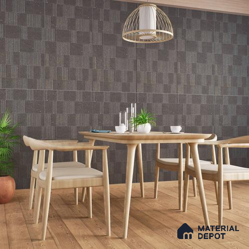 Highlighter Wall Tile TL 08031 H Saga Charcoal Barcode 4 ft x 2 ft Vitrified Matte Finish - 9 mm | Suitable For Living Room, Bedroom, Dining Area