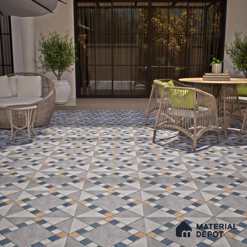 Budget Friendly Stone Look Value for Money Parking  Floor Tile 16 x 16 inch | TL 00655 | Vitrified Matte Finish Tile - 12 mm | Suitable For Parking, Outdoor, Balcony & Terrace | Pattern Alignment May Vary | 2-3 mm Spacer is Mandatory