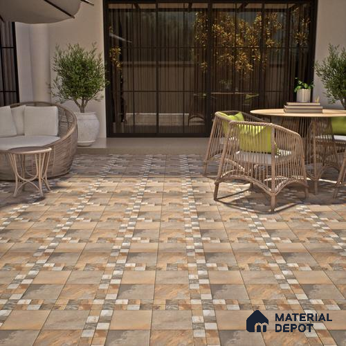 TL 01587 Brown 16 x 16 inch Matte Finish Vitrified Parking Floor Tile - 12 mm | Pattern Alignment May Vary | 2-3 mm Spacer is Mandatory