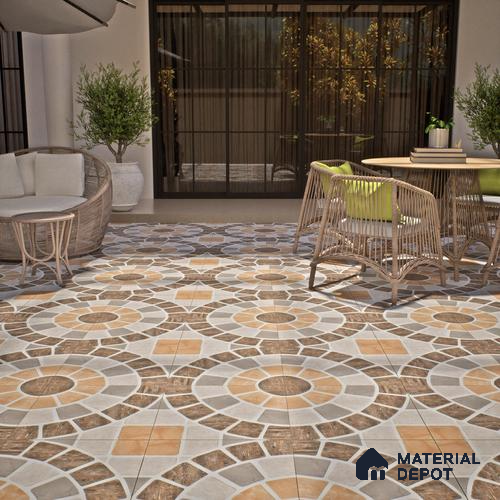 TL 01594 Brown & Cream 16 x 16 inch Matte Finish Vitrified Parking Floor Tile - 12 mm | Pattern Alignment May Vary | 2-3 mm Spacer is Mandatory