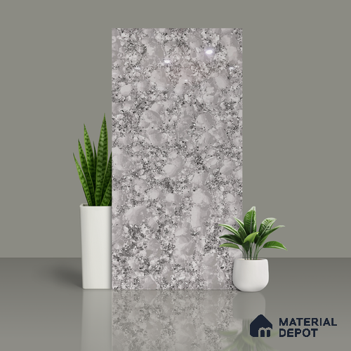 Marble Floor & Wall Double Charge Tile | TL 05558 Smoke Ash 4 ft x 2 ft Glossy Finish Vitrified Tile | Suitable For Living Room, Bedroom, Kitchen