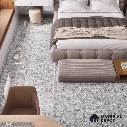 Marble Floor & Wall Double Charge Tile | TL 05558 Smoke Ash 4 ft x 2 ft Glossy Finish Vitrified Tile | Suitable For Living Room, Bedroom, Kitchen