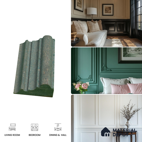 DIY Unfinished HDHMR Designer Paintable Wainscot French Wall Moulding Greenova PM 00310 | 8 ft x 1.5 inch x 18 mm | Nail & Adhesive Installation