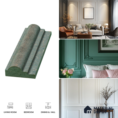 DIY Unfinished HDHMR Designer Paintable Wainscot French Wall Moulding Greenova PM 00306 | 8 ft x 1 inch x 11 mm | Nail & Adhesive Installation