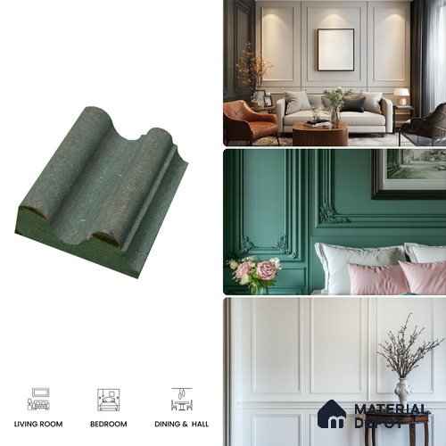 DIY Unfinished HDHMR Designer Paintable Wainscot French Wall Moulding Greenova PM 00315 | 8 ft x 2 inch x 18 mm | Nail & Adhesive Installation
