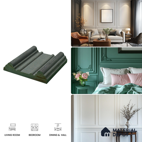 DIY Unfinished HDHMR Designer Paintable Wainscot French Wall Moulding Greenova PM 00312 | 8 ft x 3 inch x 18 mm | Nail & Adhesive Installation