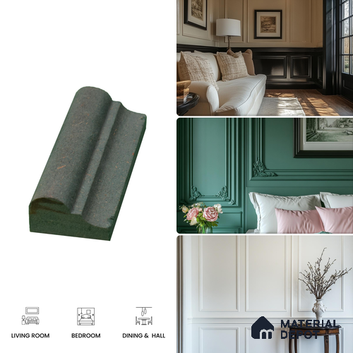 DIY Unfinished HDHMR Designer Paintable Wainscot French Wall Moulding Greenova PM 00308 | 8 ft x 1.25 inch x 17 mm | Nail & Adhesive Installation