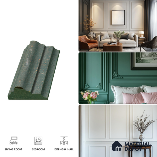 DIY Unfinished HDHMR Designer Paintable Wainscot French Wall Moulding Greenova PM 00314 | 8 ft x 1.5 inch x 18 mm | Nail & Adhesive Installation