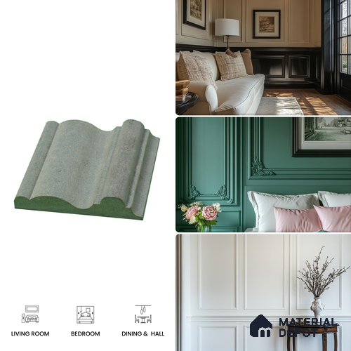 DIY Unfinished HDHMR Designer Paintable Wainscot French Wall Moulding Greenova PM 00313 | 8 ft x 3 inch x 18 mm | Nail & Adhesive Installation