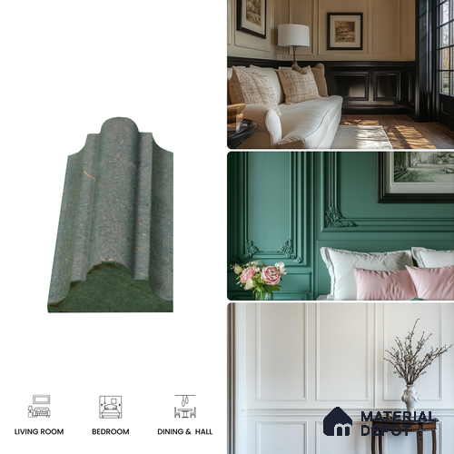 DIY Unfinished HDHMR Designer Paintable Wainscot French Wall Moulding Greenova PM 00311 | 8 ft x 1.25 inch x 18 mm | Nail & Adhesive Installation