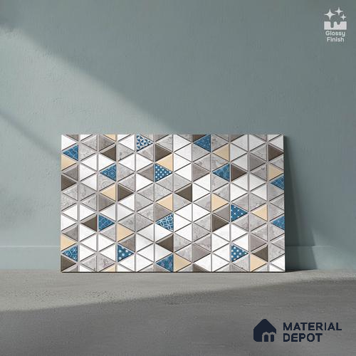 TL 02421 C Highlighter 1 Grey & White 18 x 12 inch Glossy Finish Ceramic Wall Tile - 7 mm