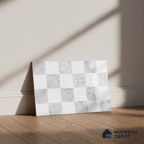 TL 02424 C Highlighter 2 Light Grey & White 18 x 12 inch Glossy Finish Ceramic Wall Tile - 7 mm