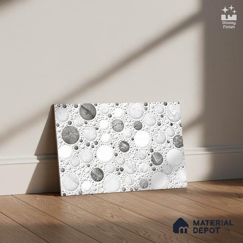 TL 02424 A Highlighter 1 Ice White & Grey 18 x 12 inch Glossy Finish Ceramic Wall Tile - 7 mm