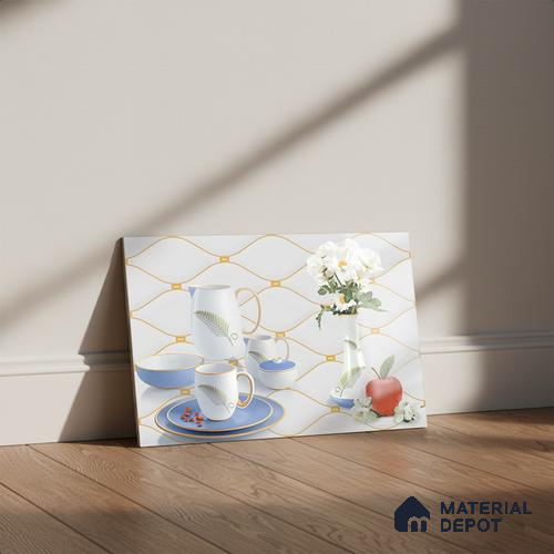TL 02430 B Highlighter 2 Polar White & Blue 18 x 12 inch Glossy Finish Ceramic Wall Tile - 7 mm