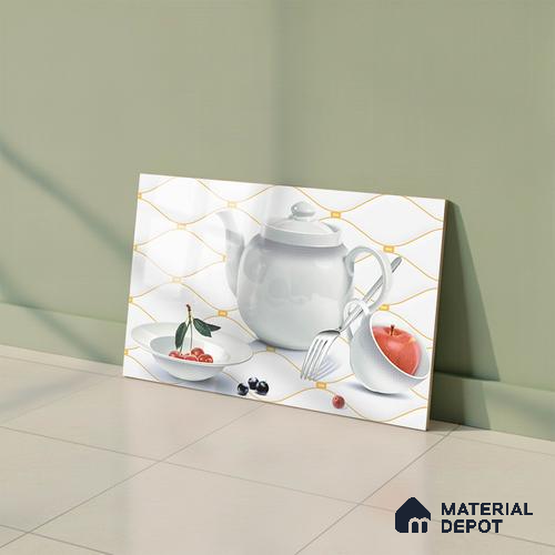 TL 02430 A Highlighter 1 Polar White & Red 18 x 12 inch Glossy Finish Ceramic Wall Tile - 7 mm