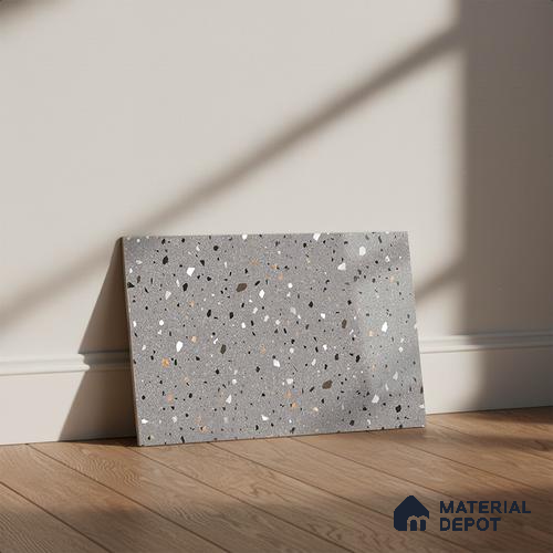 Terrazzo Wall Tile TL 02432 B Dark Slate Grey 18 x 12 inch Glossy Finish Ceramic Tile - 7 mm