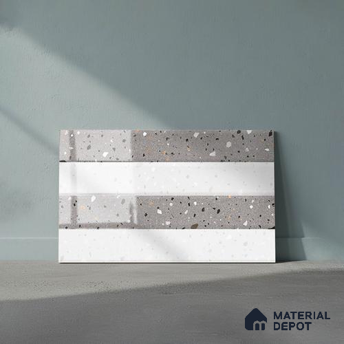TL 02432 C Highlighter 1 Terrazzo Grey 18 x 12 inch Glossy Finish Ceramic Wall Tile - 7 mm