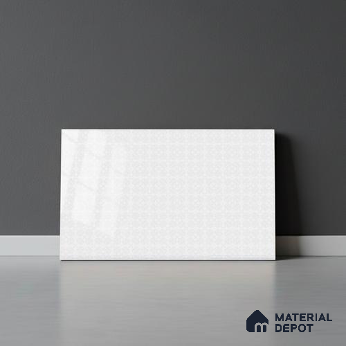 Patterned Wall Tile TL 02428 C Light Ice White 18 x 12 inch Glossy Finish Ceramic Tile - 7 mm