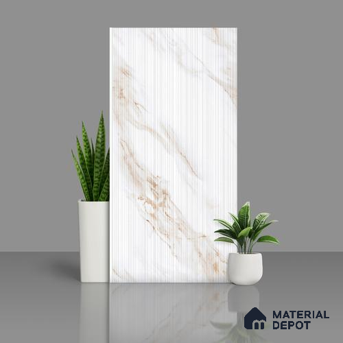 Punch Marble Wall Tile TL 10417 Royal Vega Statuario Decor 4 ft x 2 ft Vitrified Matte Finish - 9 mm | Highlighter Suitable for Living Room, Bedroom, Bathroom