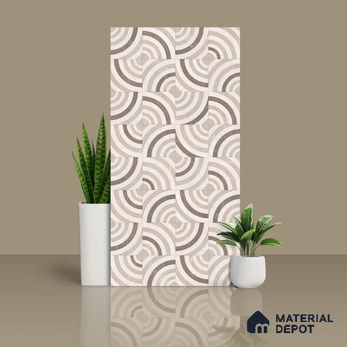 Cream Highlighter Wall Tile TL 06698 Gravier Desert Dune 2 ft x 4 ft Vitrified Glossy Finish - 9 mm | 6 Random Design | Suitable for Living Room, Bedroom, Bathroom