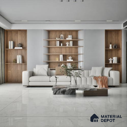 TL 02947 Ice White 6 ft x 4 ft Glossy Finish Endless Vitrified Wall & Floor Tile - 9 mm | Adhesive and Spacers Must be Used During Installation