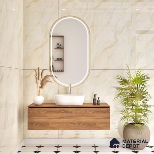 Budget Friendly Marble Floor & Wall Tile Value For Money TL 05607 Infinity Gold 4 ft x 2 ft - Vitrified Glossy Finish -9 mm | Suitable for Living Room, Bedroom & Bathroom