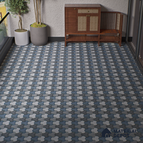 Parking Floor Tile TL 00876 B Smoky Grey | 16 x 16 inch | Anti Skid Matte Finish Heavy Duty Vitrified Tile - 12 mm | Suitable For Outdoor, Terrace, Balcony | Pattern Alignment May Vary | 2-3 mm Spacer is Mandatory