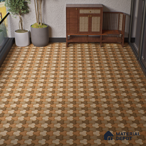 Parking Floor Tile TL 00876 A Chocolate Brown | 16 x 16 inch | Anti Skid Matte Finish Heavy Duty Vitrified Tile - 12 mm | Suitable For Outdoor, Terrace, Balcony | Pattern Alignment May Vary | 2-3 mm Spacer is Mandatory
