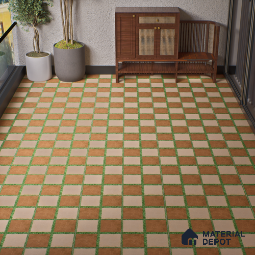 Parking Floor Tile TL 00871 C Brown & Beige | 16 x 16 inch | Anti Skid Matte Finish Heavy Duty Vitrified Tile - 12 mm | Suitable For Outdoor, Terrace, Balcony | Pattern Alignment May Vary | 2-3 mm Spacer is Mandatory