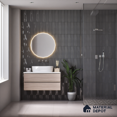 Subway Wall Tile TL 04967 C El Clasico Plain Caribou Noir 12 x 4 inch Ceramic Glossy Finish - 7.5 mm | Suitable for Highlighter Walls, Foyer, Bathroom, Kitchen Wall & Backsplashes