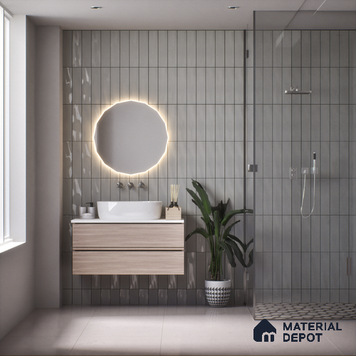 Subway Wall Tile TL 04967 F El Clasico Plain Moonlight Grey 12 x 4 inch Ceramic Glossy Finish - 7.5 mm | Suitable for Highlighter Walls, Foyer, Bathroom, Kitchen Wall & Backsplashes