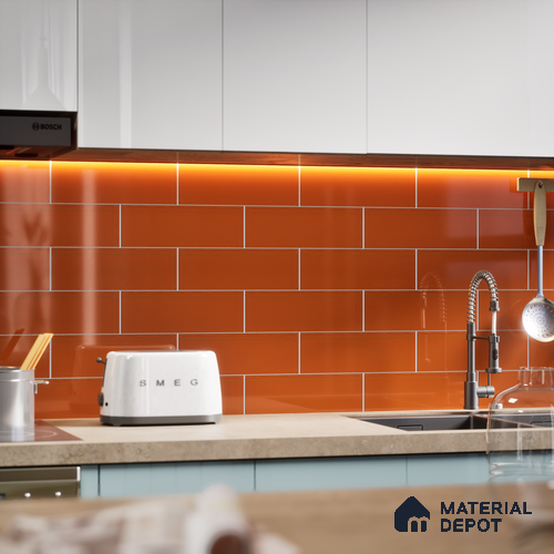 Subway Wall Tile TL 04967 J El Clasico Plain Cafe Marron 12 x 4 inch Ceramic Glossy Finish - 7.5 mm | Suitable for Highlighter Walls, Foyer, Bathroom, Kitchen Wall & Backsplashes