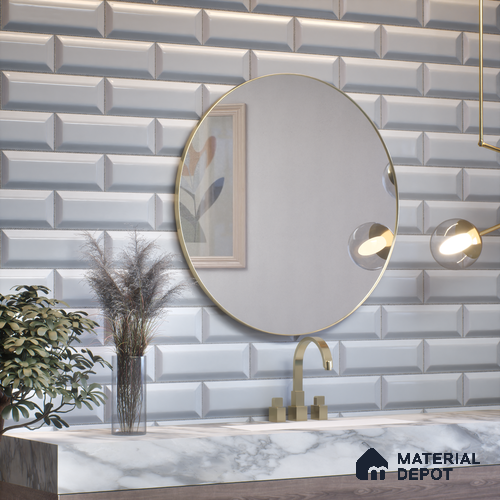 Subway Wall Tile TL 04967 K El Clasico Bevelled Kasol Grey 12 x 4 inch Ceramic Glossy Finish - 7.5 mm | Suitable for Highlighter Walls, Foyer, Bathroom, Kitchen Wall & Backsplashes