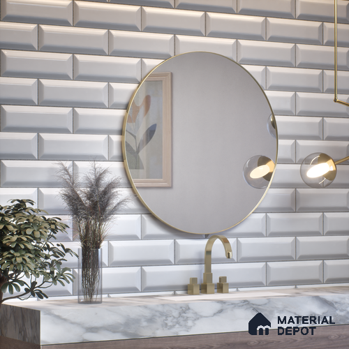 Subway Wall Tile TL 12564 El Clasico Bevelled Fog White 12 x 3 inch Ceramic Glossy Finish - 7.5 mm | Suitable for Highlighter Walls, Foyer, Bathroom, Kitchen Wall & Backsplashes