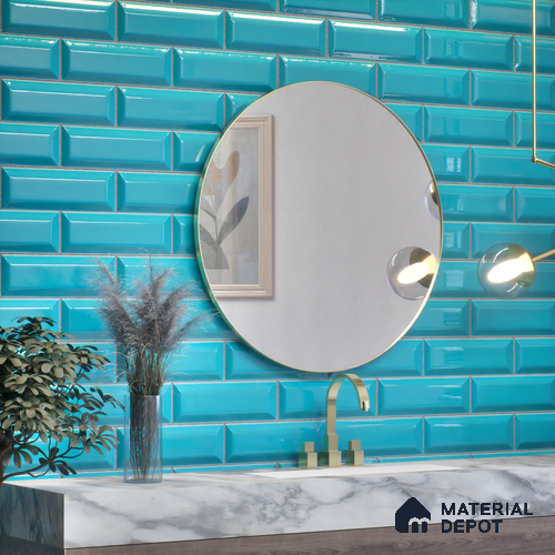 Subway Wall Tile TL 04967 P El Clasico Bevelled Navy Horizon 12 x 4 inch Ceramic Glossy Finish - 7.5 mm | Suitable for Highlighter Walls, Foyer, Bathroom, Kitchen Wall & Backsplashes