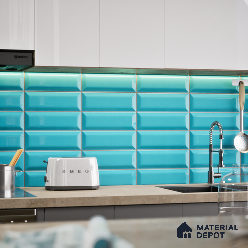 Subway Wall Tile TL 04967 P El Clasico Bevelled Navy Horizon 12 x 4 inch Ceramic Glossy Finish - 7.5 mm | Suitable for Highlighter Walls, Foyer, Bathroom, Kitchen Wall & Backsplashes