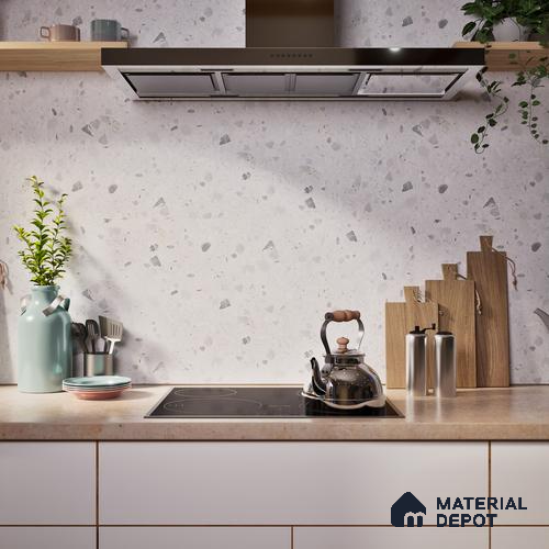 Terrazzo Floor & Wall Tile TL 06404 C Terazzo Bianco 4 ft x 2 ft Carving Matte Finish Vitrified Tile - 9 mm | Suitable for Living Room, Bedroom & Bathroom