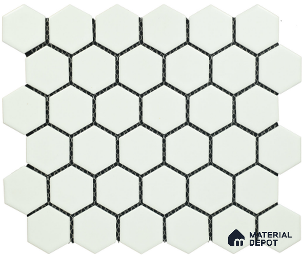 Subway Mosaic Wall & Floor Tile TL 05284 F Hexa Mosaico Marmo Blanca 325.2 x 325.2 mm (Chip Size - 51.2x59.12 mm) Ceramic Matte Finish - 8 mm | Suitable for Bathroom,Kitchen,Swimming Pool,Accent / Feature Walls | Image 1
