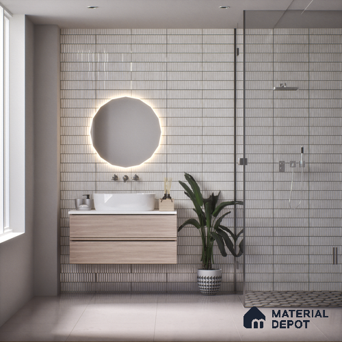 Subway Wall Tile TL 03643 F Snaper Kitkat Snow Soft 12 x 4 inch Ceramic Glossy Finish - 8 mm | 16 Random Design | Suitable for Accent / Feature Walls, Bathroom, Kitchen Wall & Backsplashes